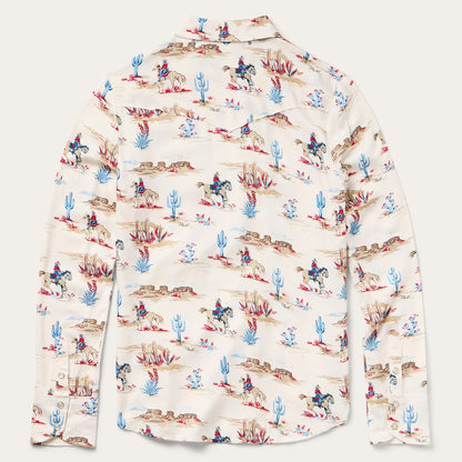 Desert Trail Print Western Shirt | Stetson White