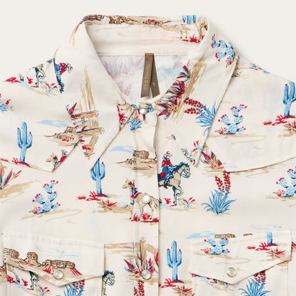 Desert Trail Print Western Shirt | Stetson White