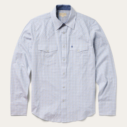 Ombre Plaid Check Western Shirt | Stetson Blue