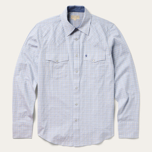Ombre Plaid Check Western Shirt | Stetson Blue