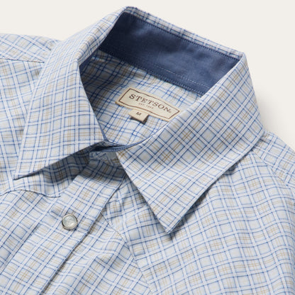 Ombre Plaid Check Western Shirt | Stetson Blue