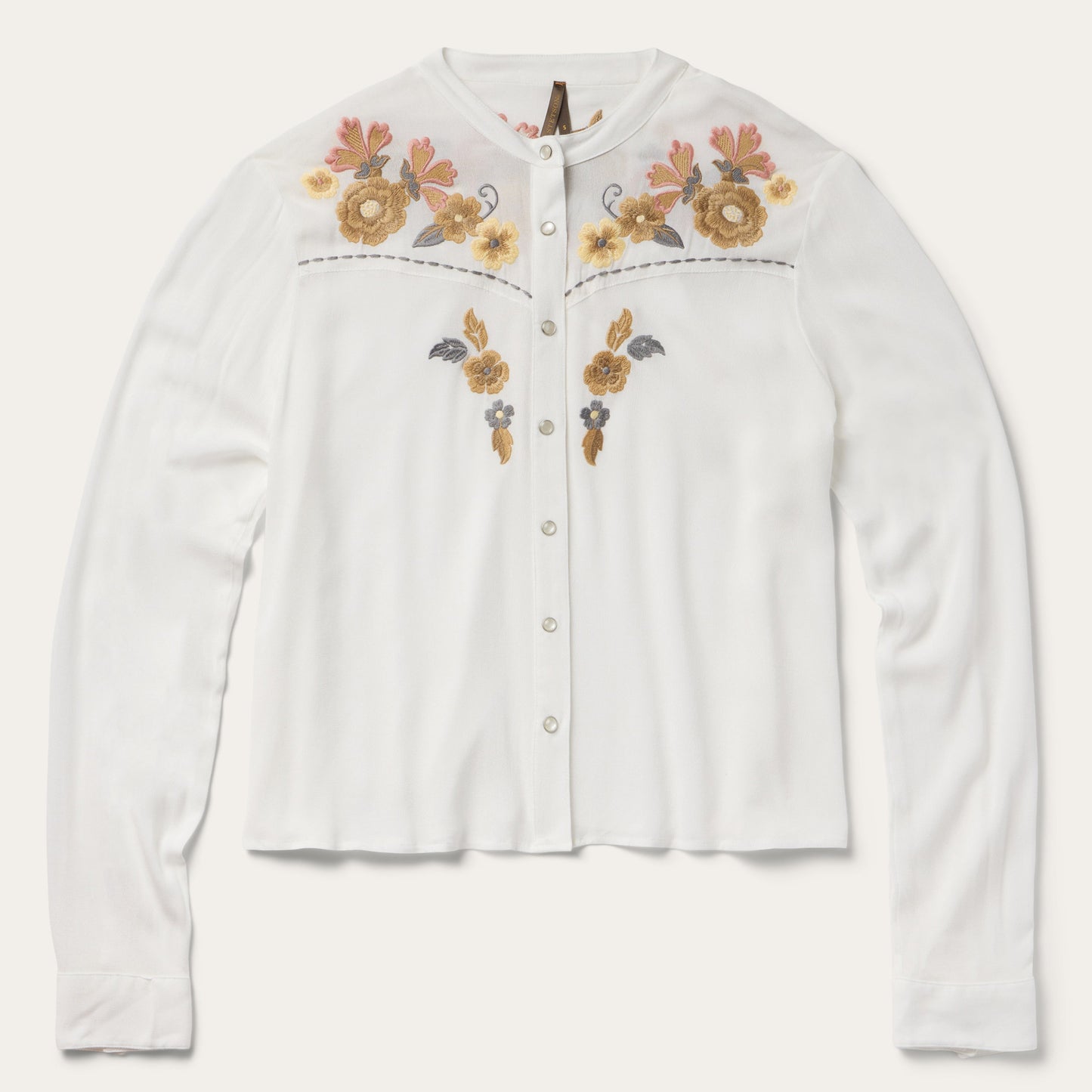 Embroidered Crepe Shirt | Stetson White