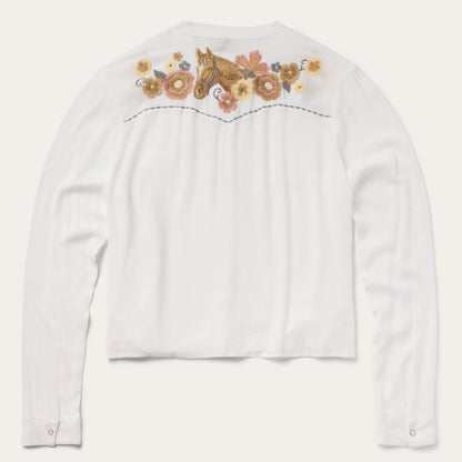 Embroidered Crepe Shirt | Stetson White