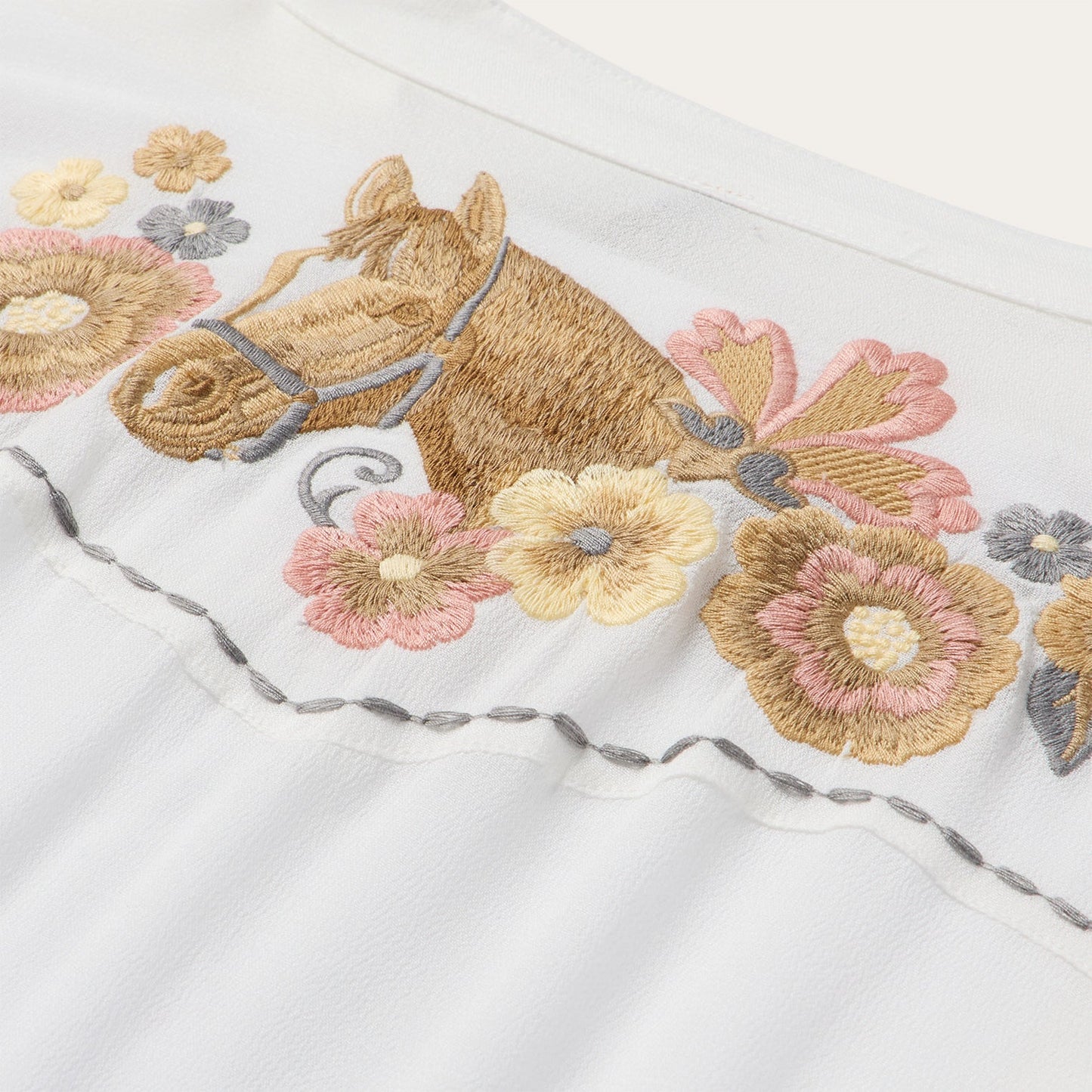 Embroidered Crepe Shirt | Stetson White