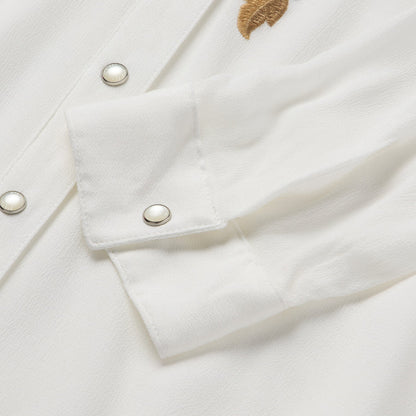 Embroidered Crepe Shirt | Stetson White