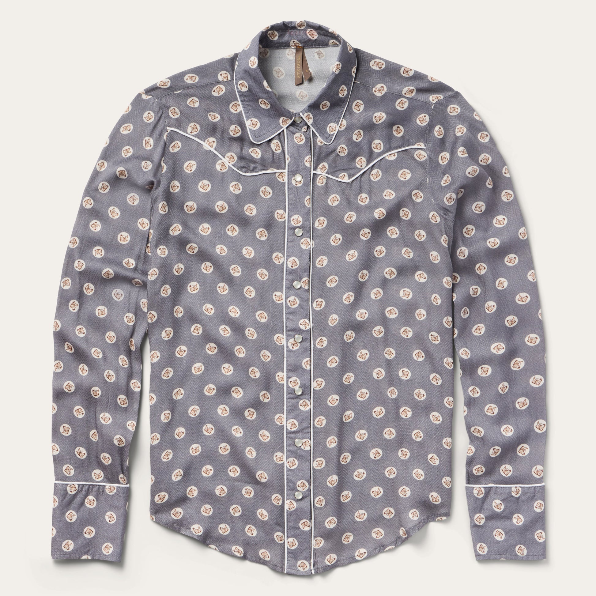 Horse Pennies Print Western Shirt | Stetson Grey