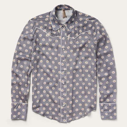 Horse Pennies Print Western Shirt | Stetson Grey