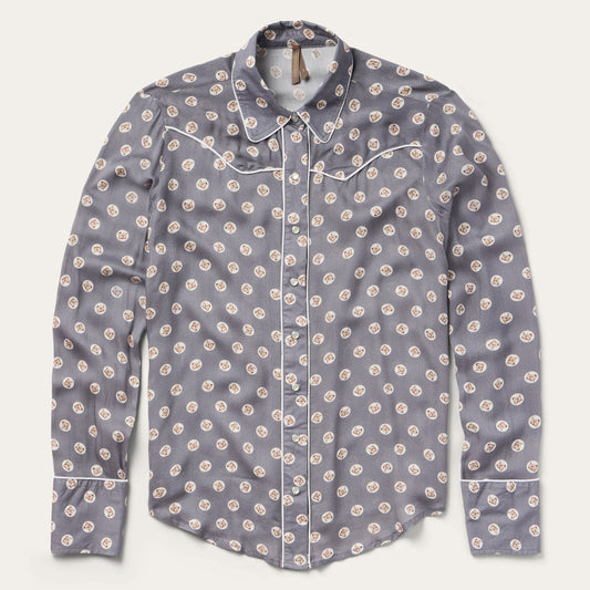 Horse Pennies Print Western Shirt | Stetson Grey
