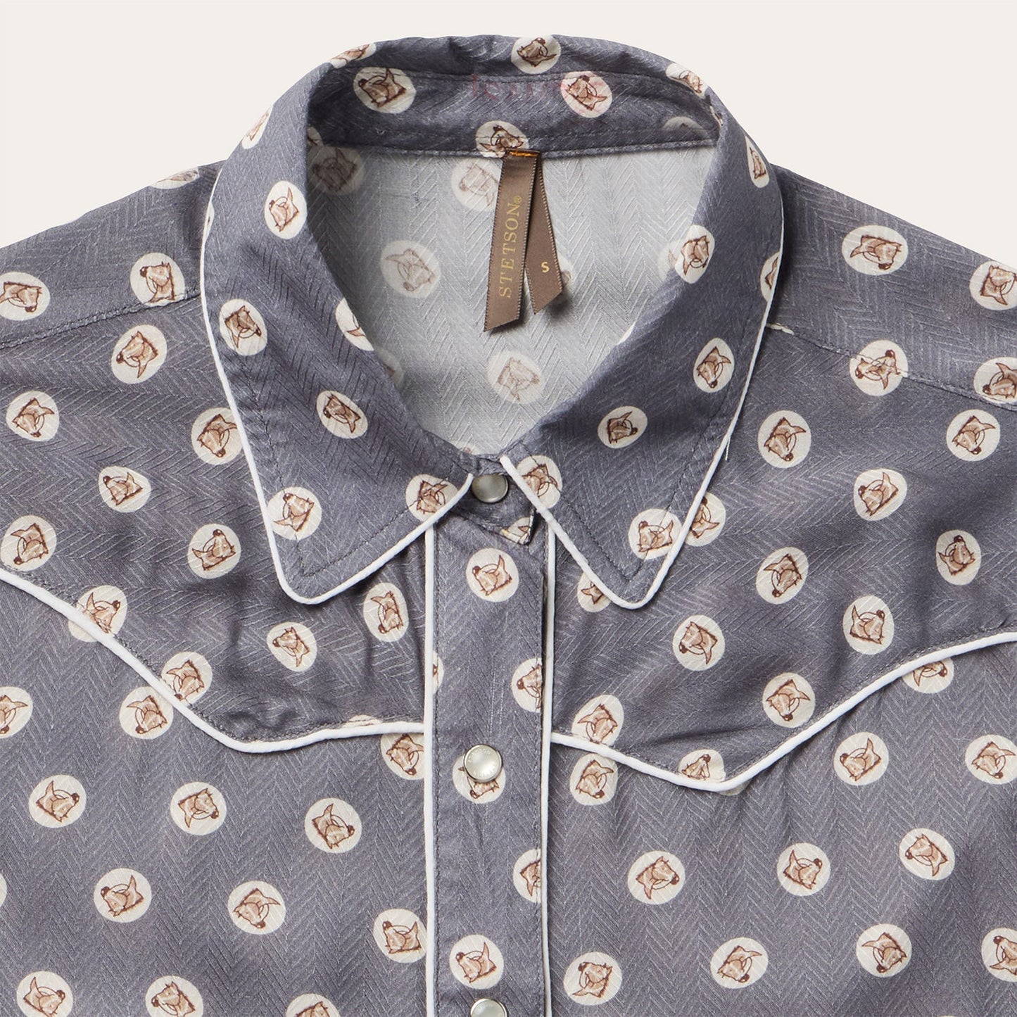 Horse Pennies Print Western Shirt | Stetson Grey