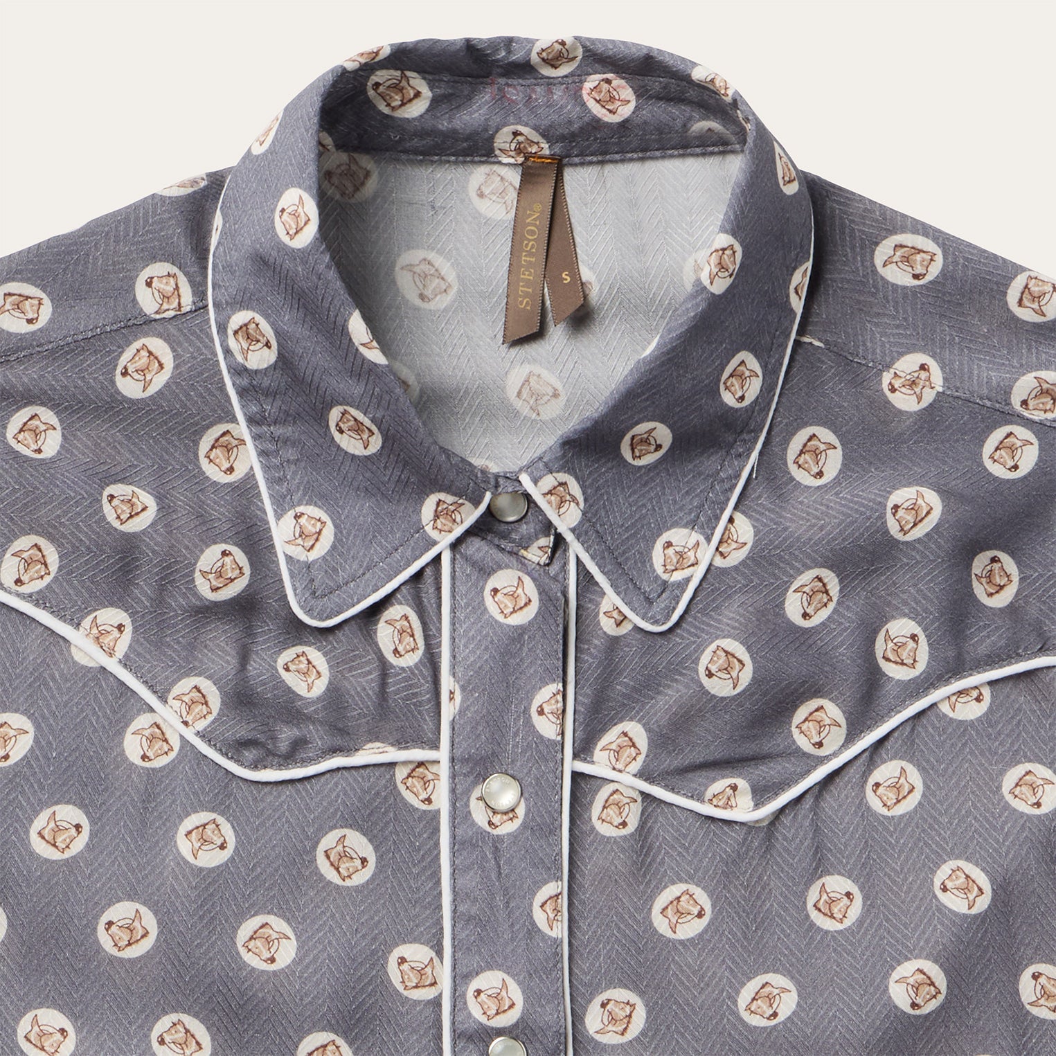 Horse Pennies Print Western Shirt | Stetson Grey