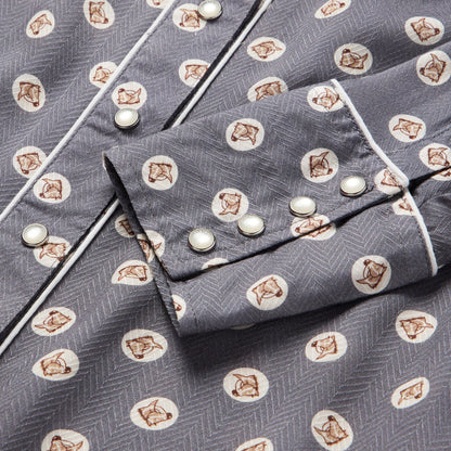 Horse Pennies Print Western Shirt | Stetson Grey