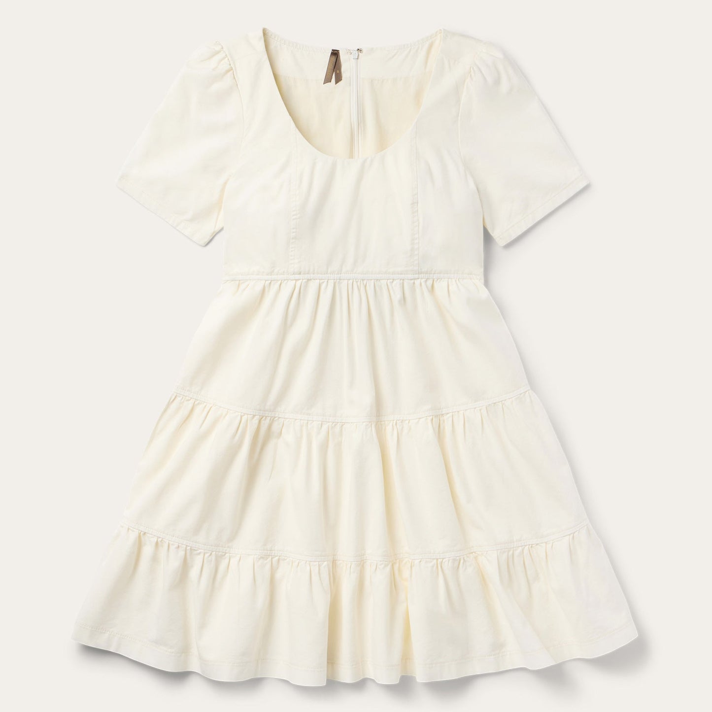 Cream Denim Tiered Dress | Stetson White