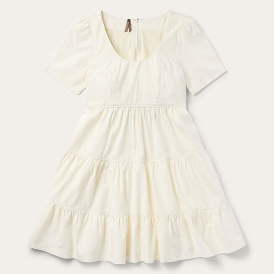 Cream Denim Tiered Dress | Stetson White