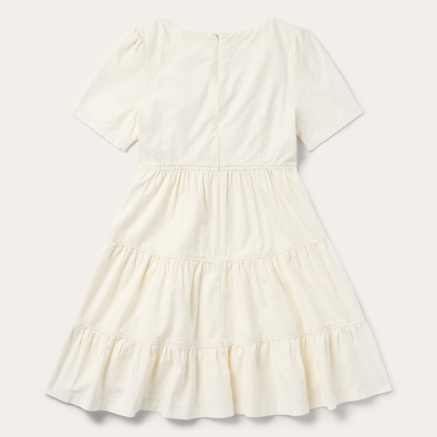 Cream Denim Tiered Dress | Stetson White