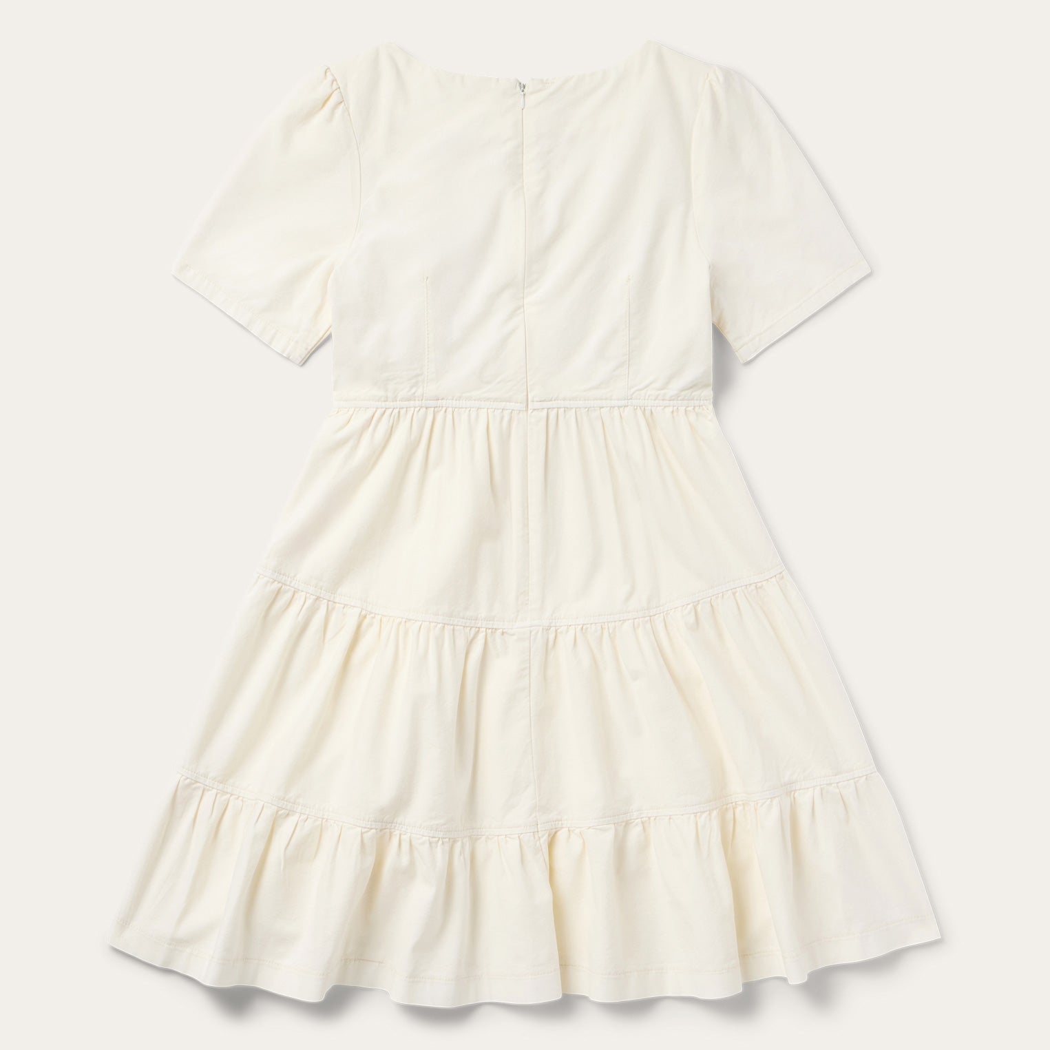 Cream Denim Tiered Dress | Stetson White