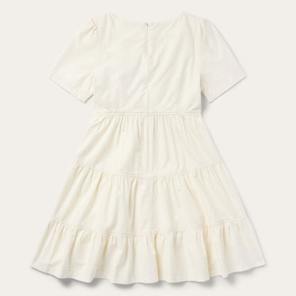 Cream Denim Tiered Dress | Stetson White