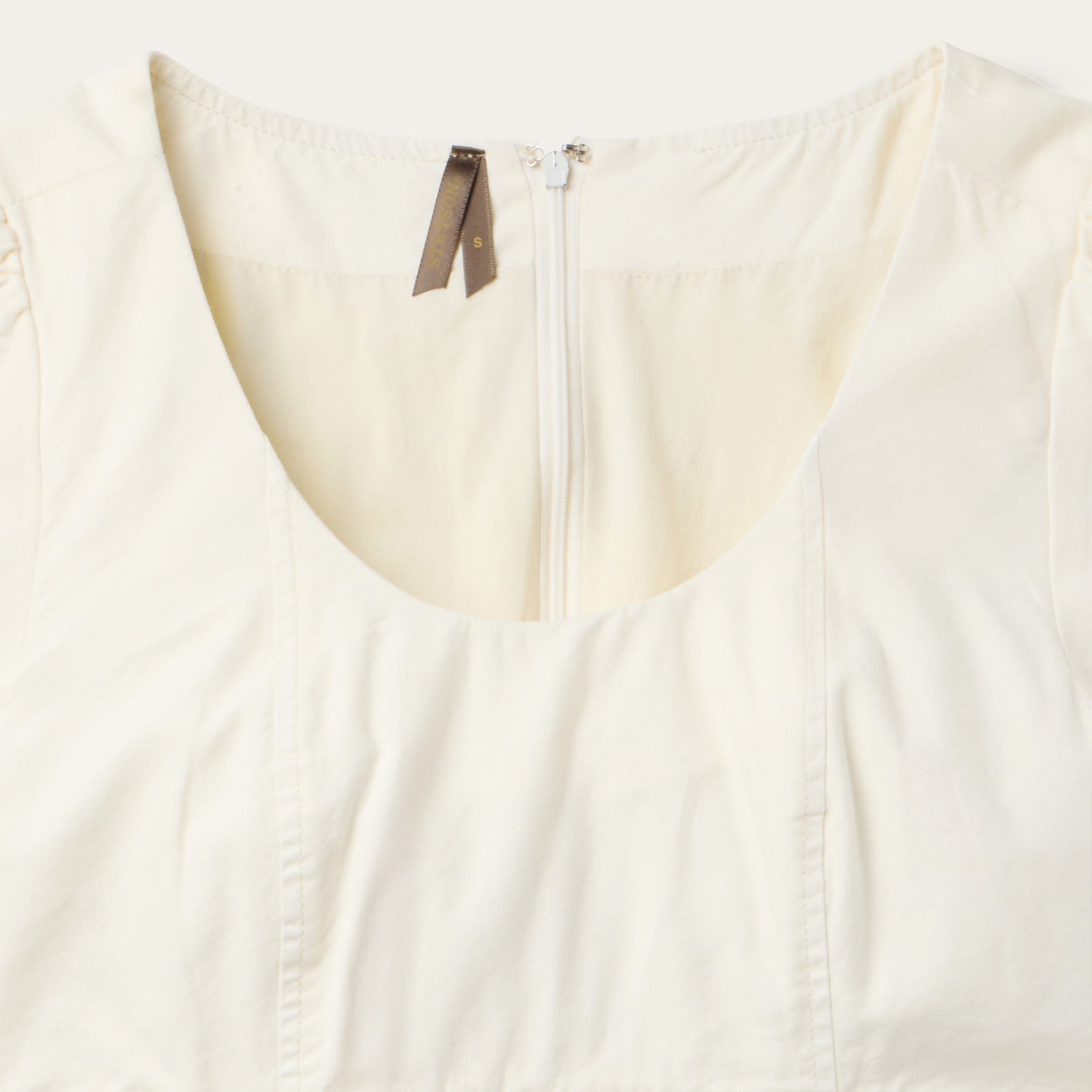Cream Denim Tiered Dress | Stetson White