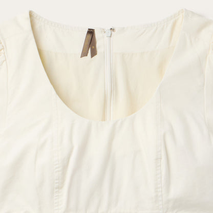 Cream Denim Tiered Dress | Stetson White