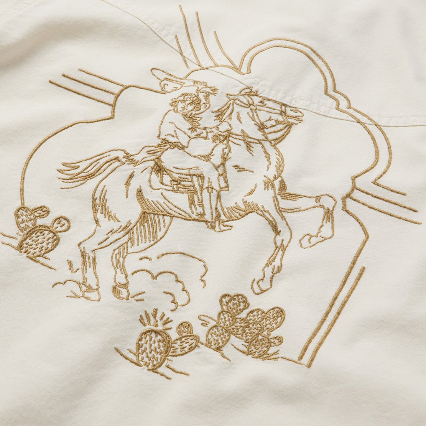 Embroidered Cream Denim Cropped Shirt | Stetson White