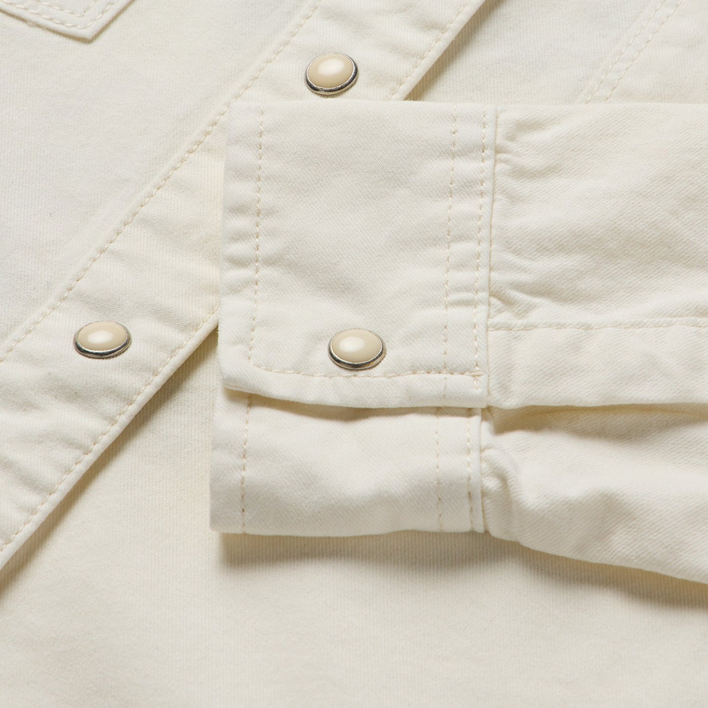 Embroidered Cream Denim Cropped Shirt | Stetson White