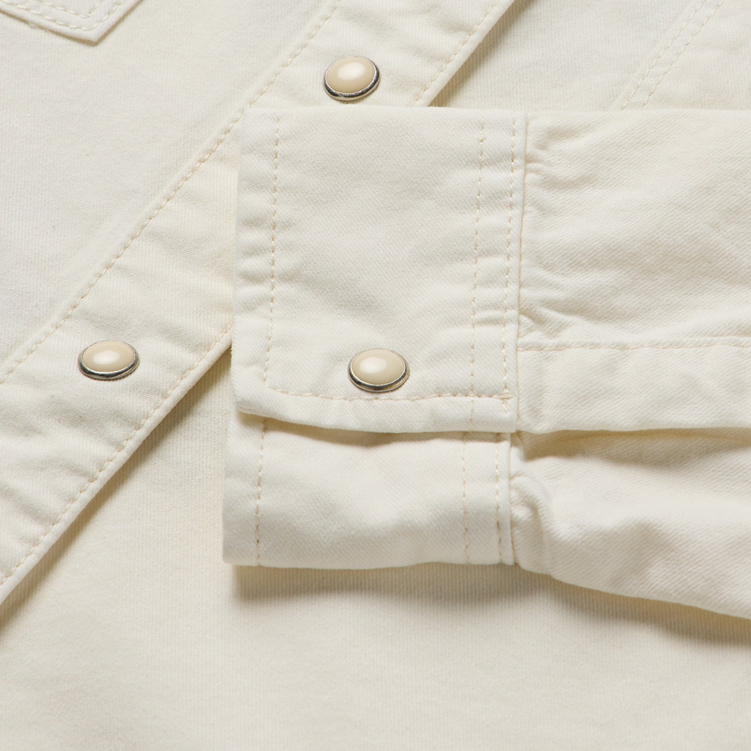 Embroidered Cream Denim Cropped Shirt | Stetson White