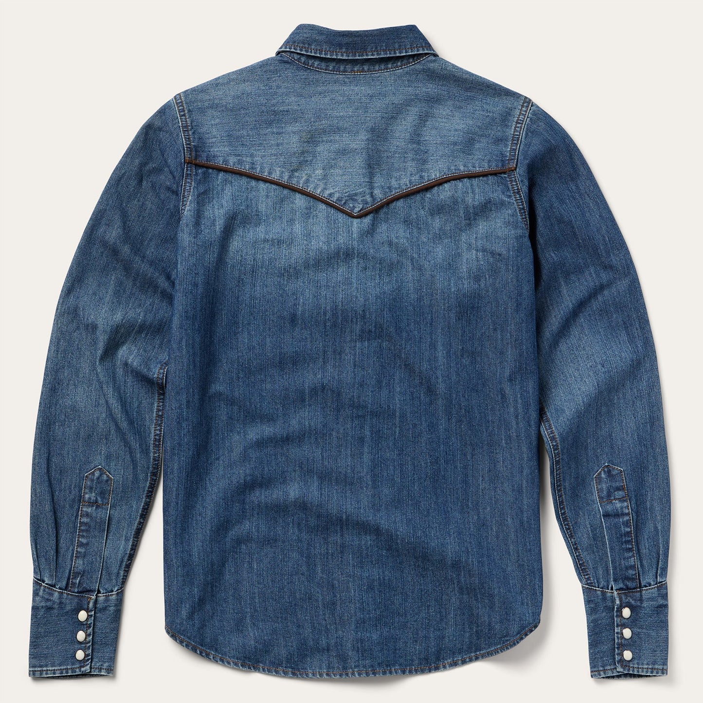 Piped Dark Denim Western Shirt | Stetson Blue