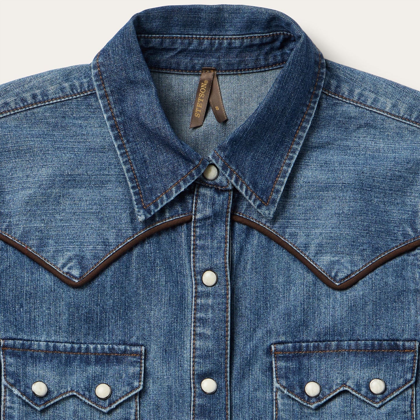Piped Dark Denim Western Shirt | Stetson Blue