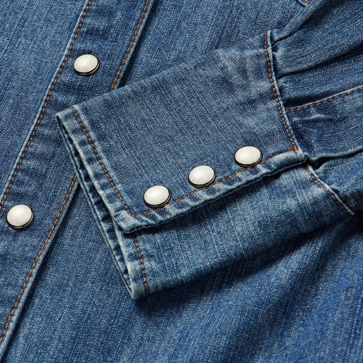 Piped Dark Denim Western Shirt | Stetson Blue