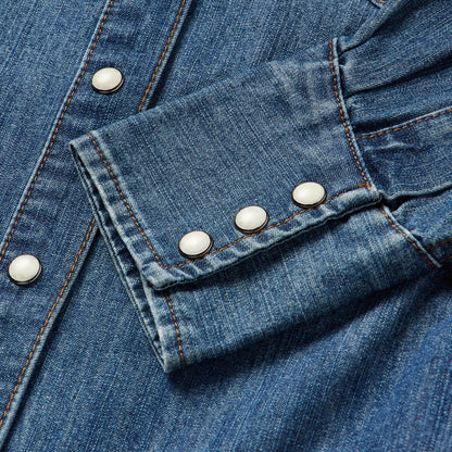 Piped Dark Denim Western Shirt | Stetson Blue