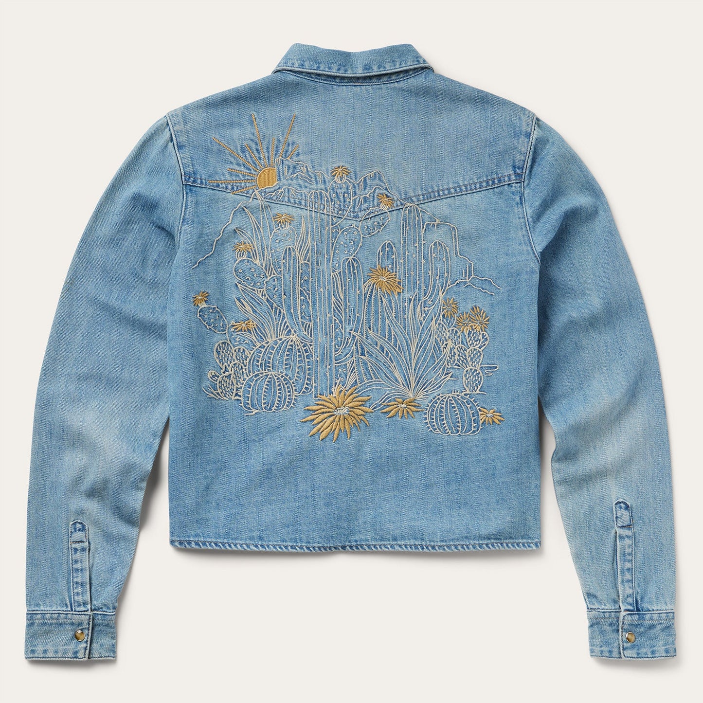 Embroidered Denim Cropped Shirt | Stetson Blue
