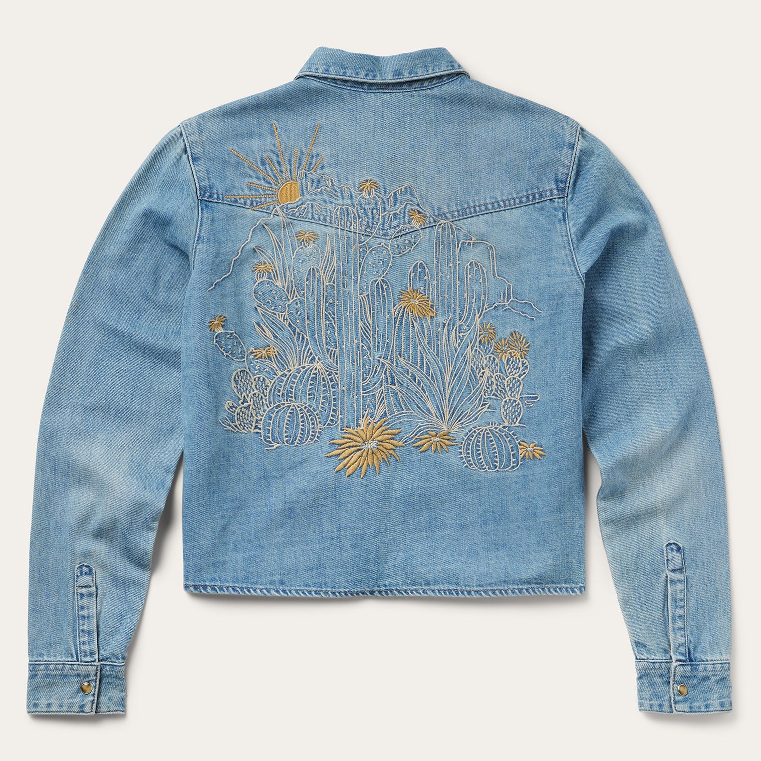 Embroidered Denim Cropped Shirt | Stetson Blue