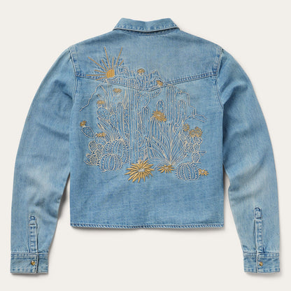 Embroidered Denim Cropped Shirt | Stetson Blue