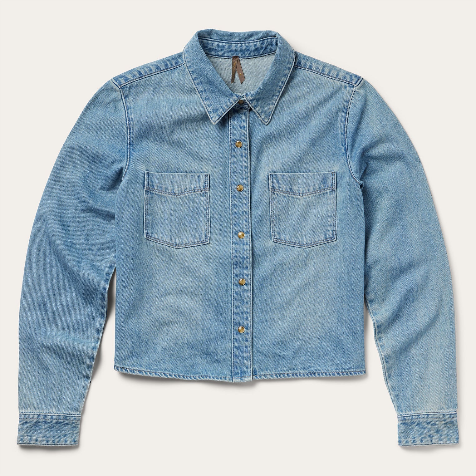 Embroidered Denim Cropped Shirt | Stetson Blue