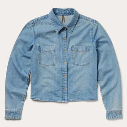 Embroidered Denim Cropped Shirt | Stetson Blue