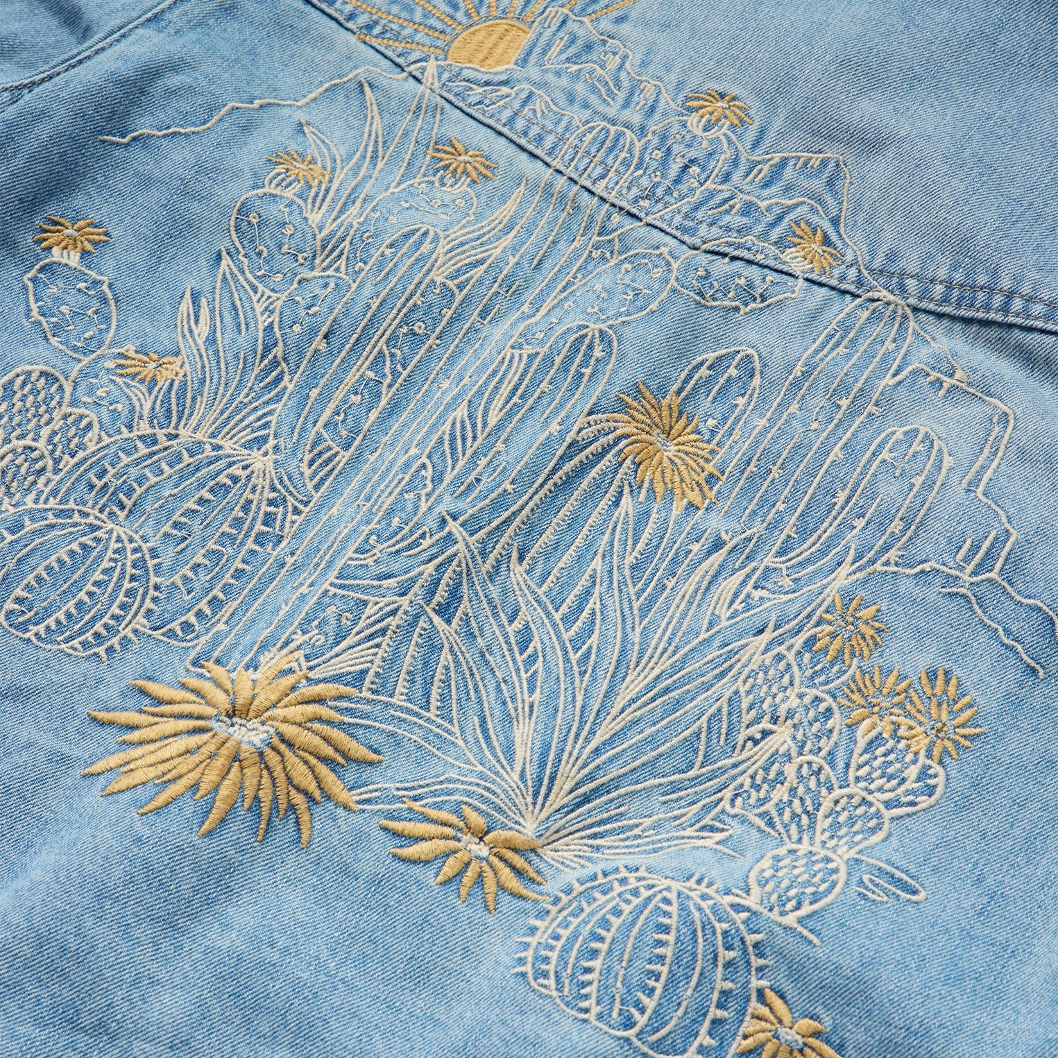 Embroidered Denim Cropped Shirt | Stetson Blue