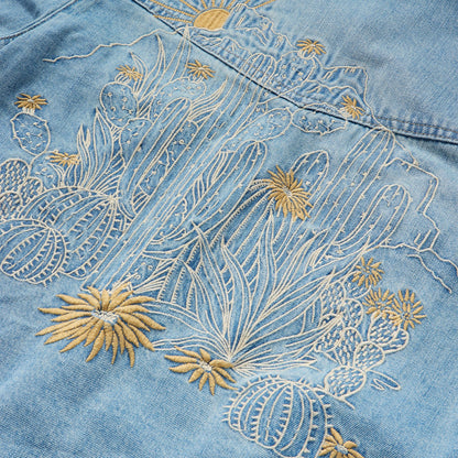 Embroidered Denim Cropped Shirt | Stetson Blue