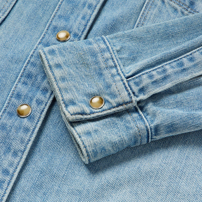 Embroidered Denim Cropped Shirt | Stetson Blue