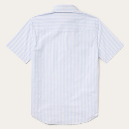 Stripe Oxford Short Sleeve Western Shirt | Stetson White W/ Blue Stripe