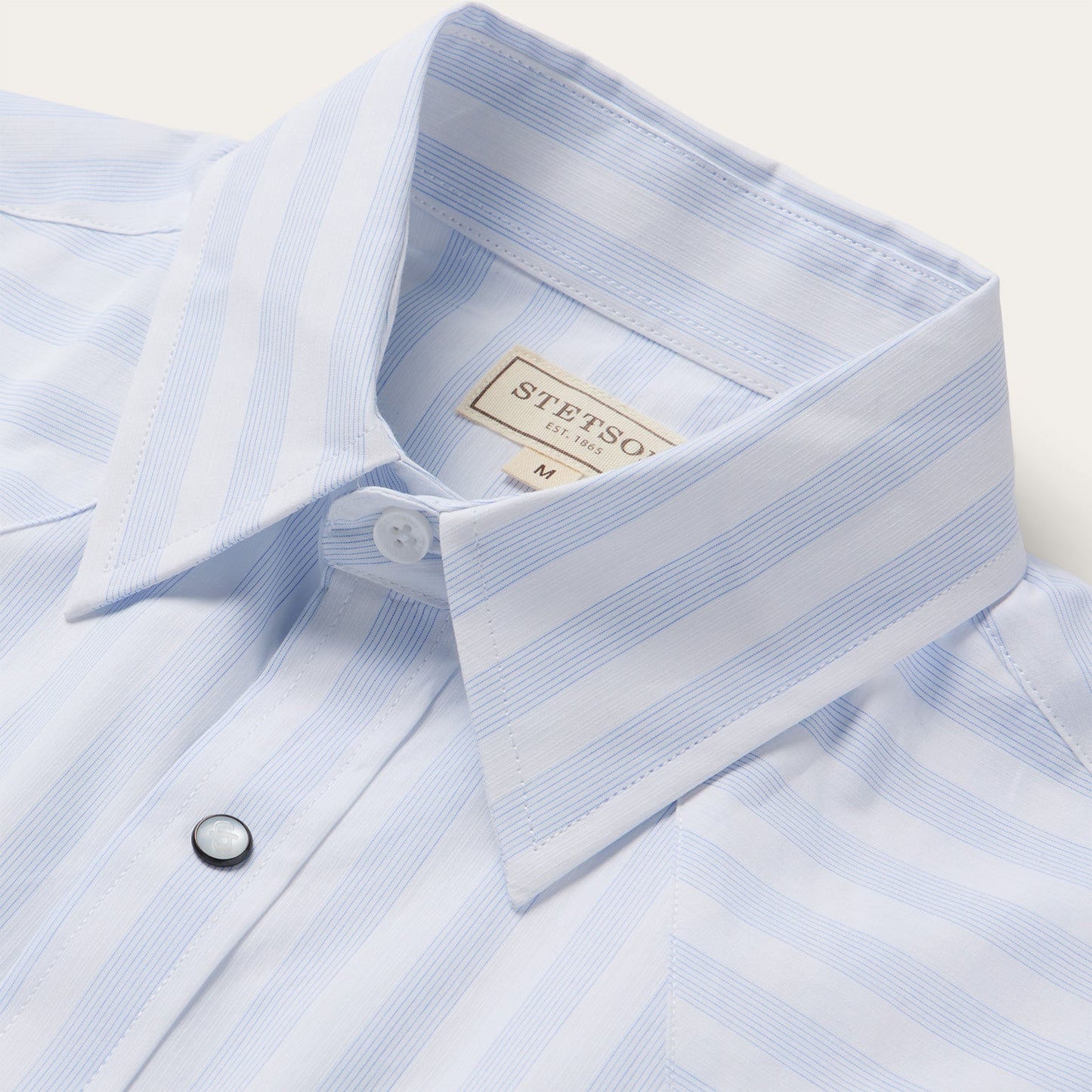 Stripe Oxford Short Sleeve Western Shirt | Stetson White W/ Blue Stripe