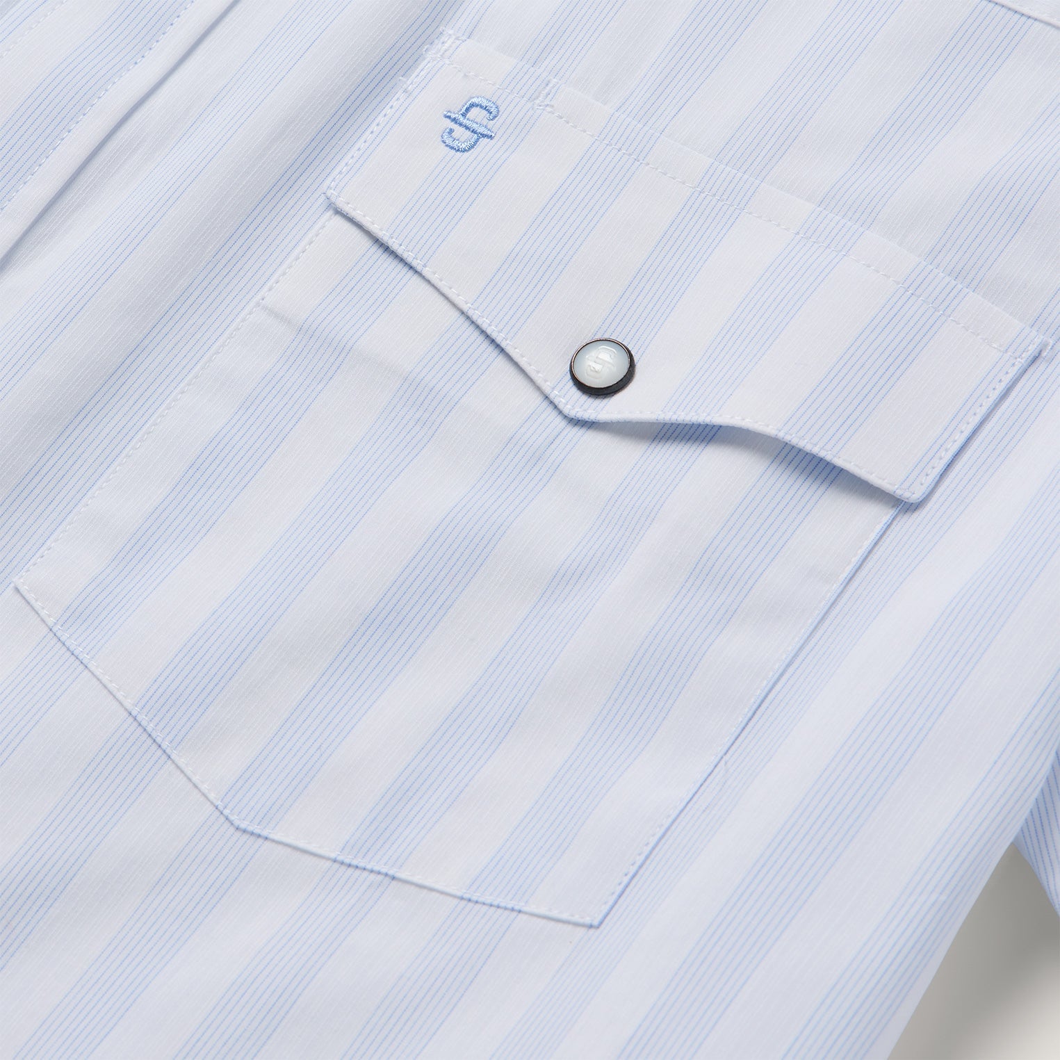 Stripe Oxford Short Sleeve Western Shirt | Stetson White W/ Blue Stripe