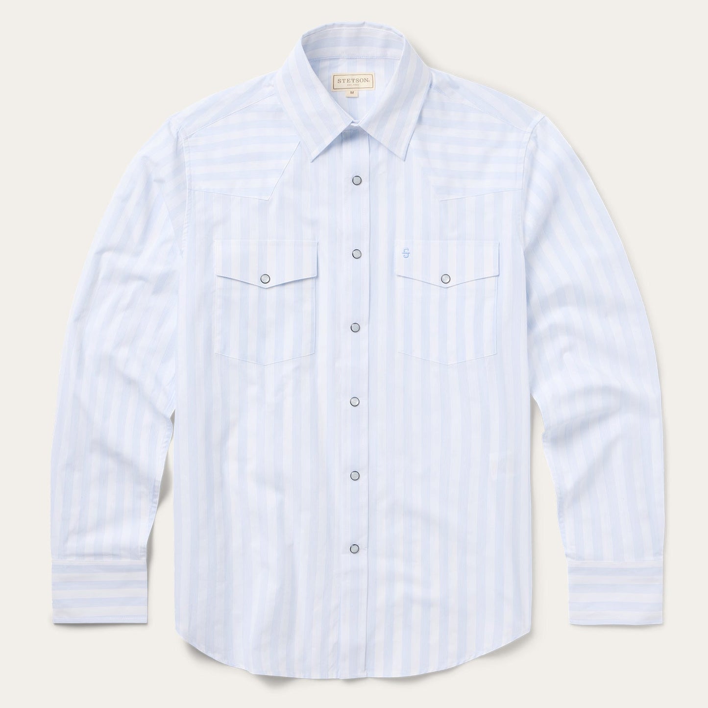 Stripe Oxford Western Shirt | Stetson White W/ Blue Stripe