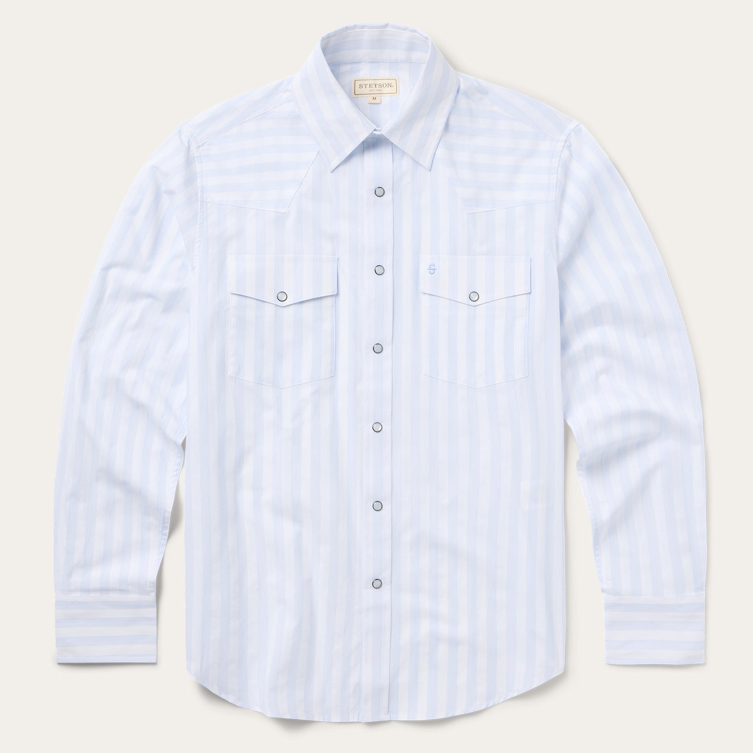 Stripe Oxford Western Shirt | Stetson White W/ Blue Stripe