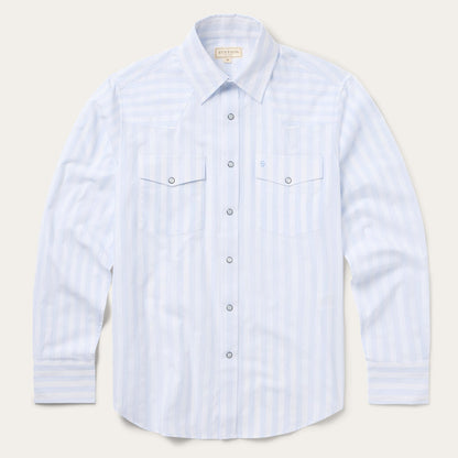 Stripe Oxford Western Shirt | Stetson White W/ Blue Stripe