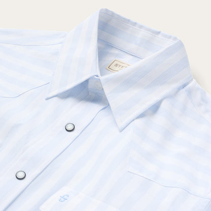 Stripe Oxford Western Shirt | Stetson White W/ Blue Stripe