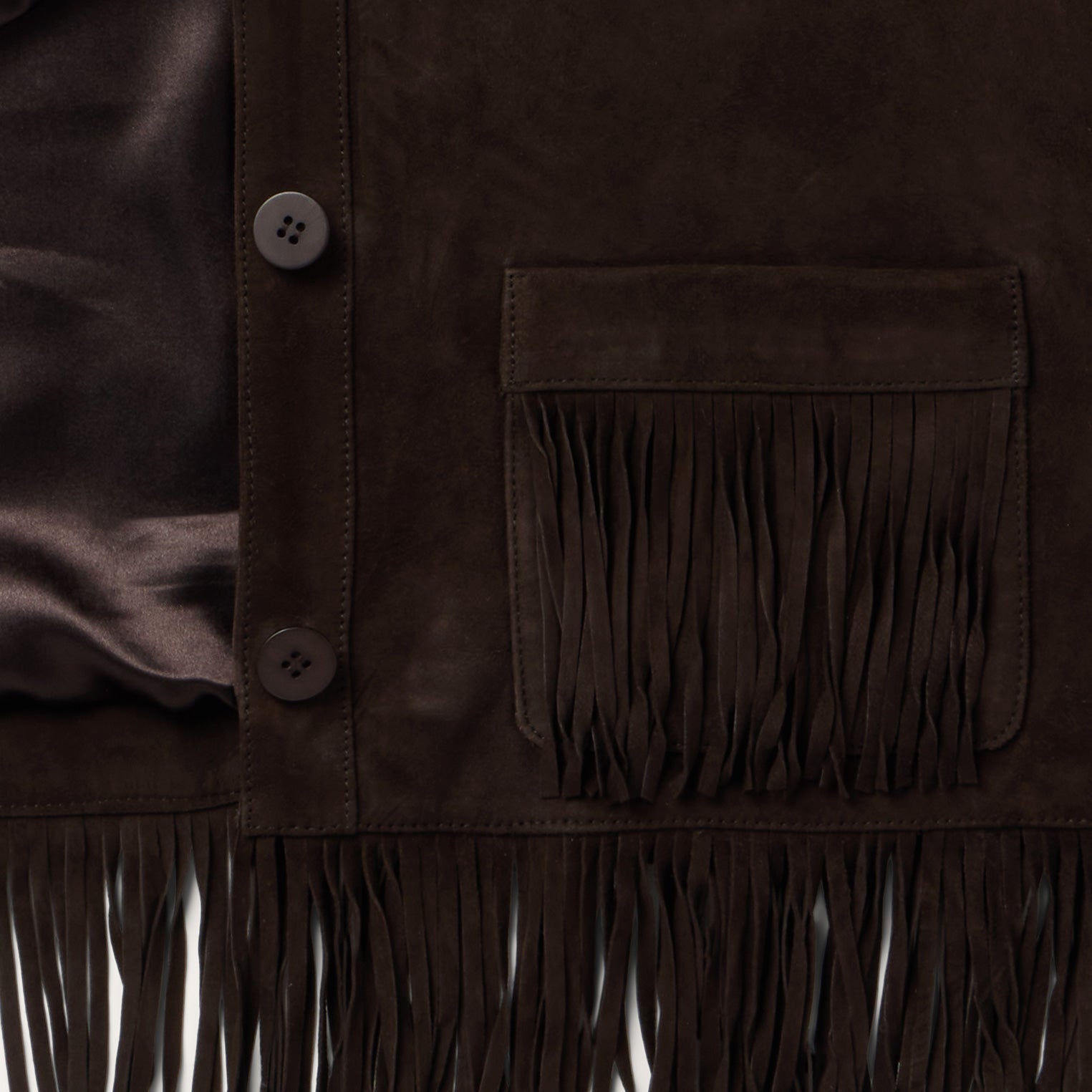 Two Pocket Fringe Suede Jacket | Stetson Brown