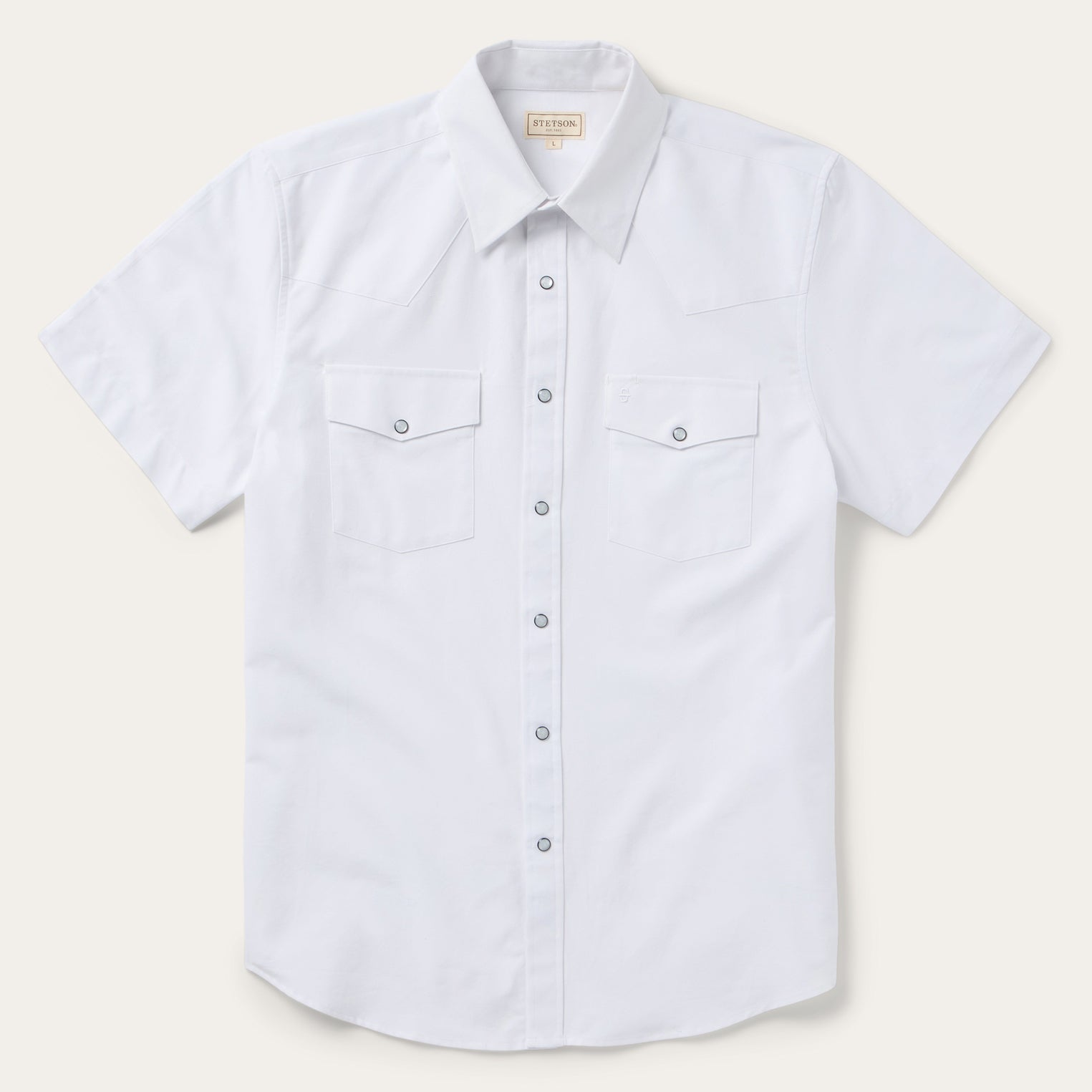 White Oxford Short Sleeve Western Shirt | Stetson White