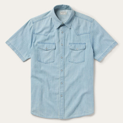 Chambray Oxford Short Sleeve Western Shirt | Stetson Blue