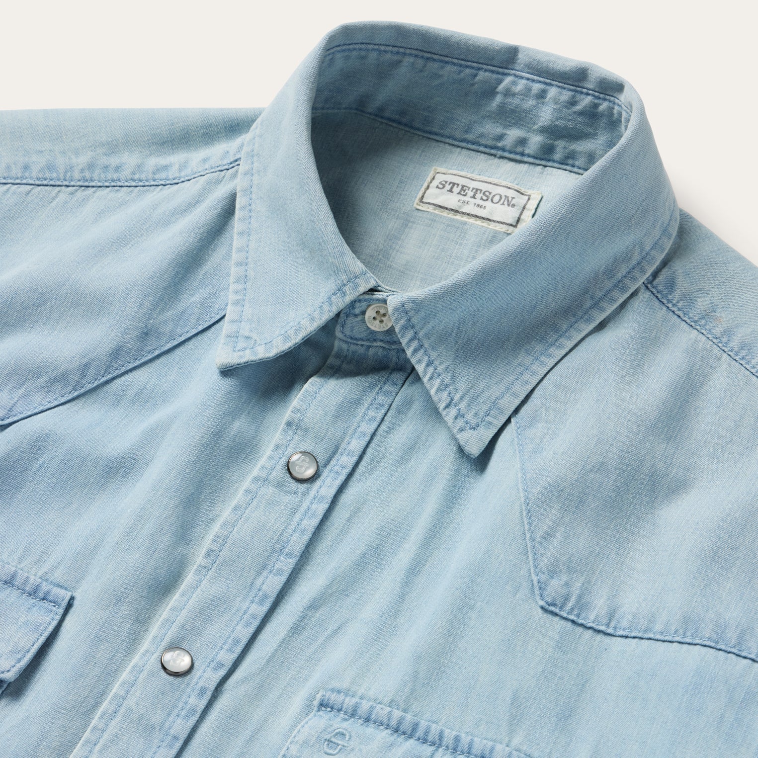 Chambray Oxford Short Sleeve Western Shirt | Stetson Blue