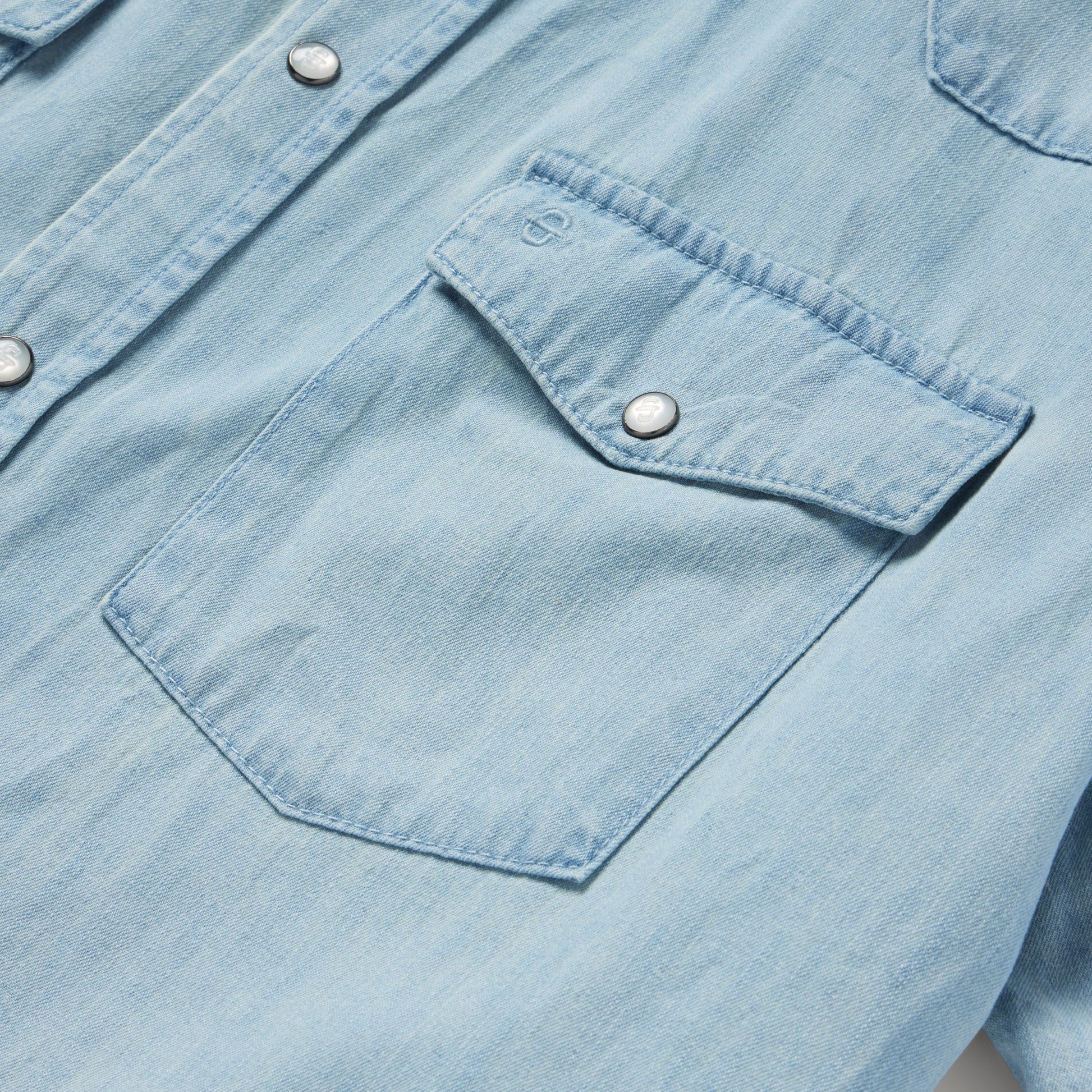 Chambray Oxford Short Sleeve Western Shirt | Stetson Blue