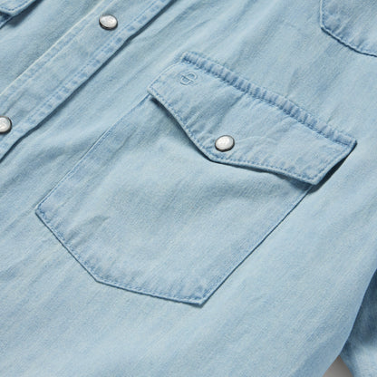Chambray Oxford Short Sleeve Western Shirt | Stetson Blue